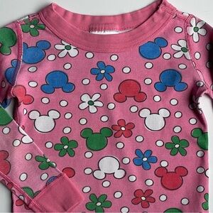 Hanna Andersson Mickey Mouse Shirt Size 90 3T Pink Girls Organic Cotton Top EUC